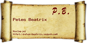 Petes Beatrix névjegykártya