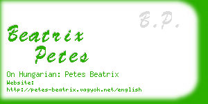 beatrix petes business card